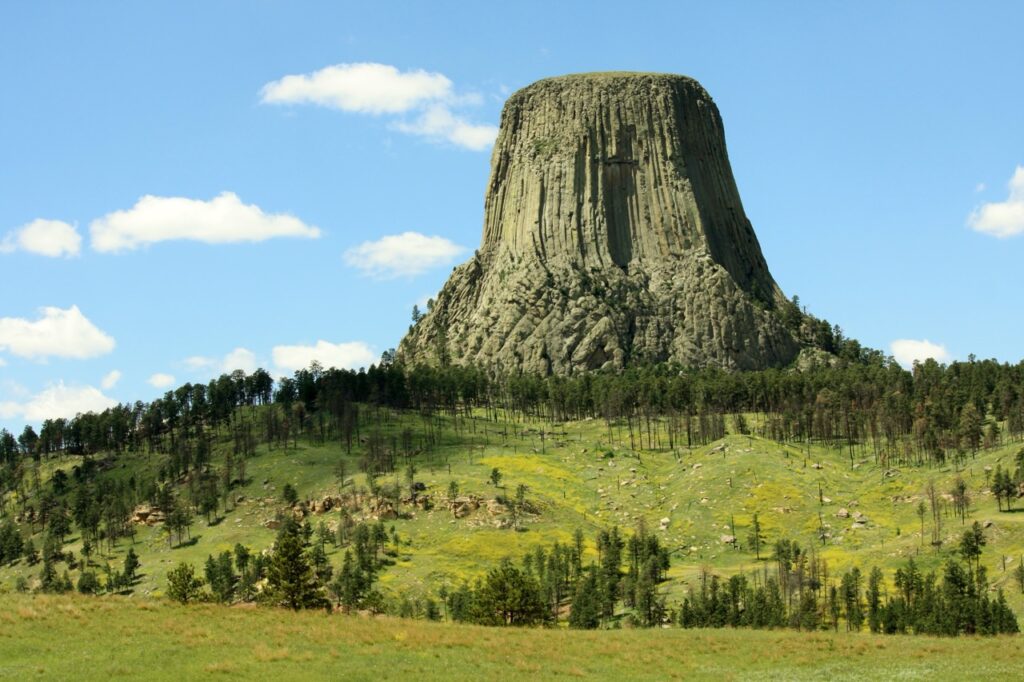 Devils Tower National Monument, Wyoming, photographie de nature en noir et blanc